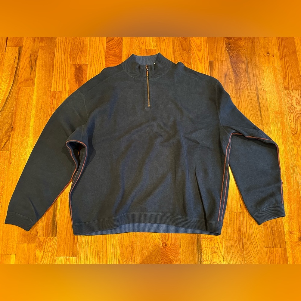 Tommy Bahama Mens Sweater Reversible1/4 Zip Pullover XXL 2 Tone Blue